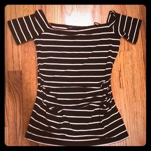 black white stripe off shoulder top whbm xs